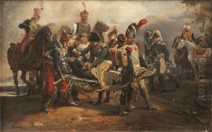 L'entrevue Entre Napoleon 1er Et Le Marechal Lannes Apres La Bataille De Wagram (sketch) by Eugene Louis Lami
