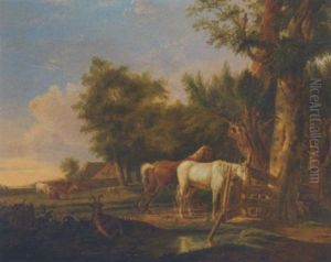 Horses In A Meadow by Arie Johannes Lamme