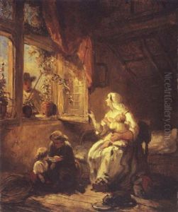 A Cottage Interior by Arie Johannes Lamme