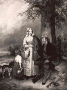 Hunter With Maidservant, Child And Spaniel Hunter With Maidservant, Child And Spaniel