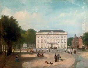 Elegant Company In A Dutch Town by Carel Jacobus Behr