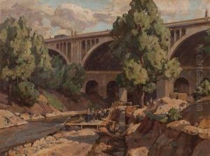 Building The Wall (wisconsin Avenue Bridge) by Wilhelm Albertus Lammers