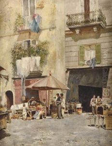 Scene De Marche En Italie by Giuseppe Lamonica