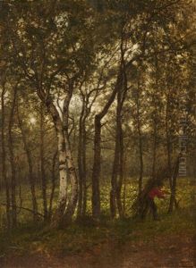 Firewood Collector On A Woodland Path Near Putte