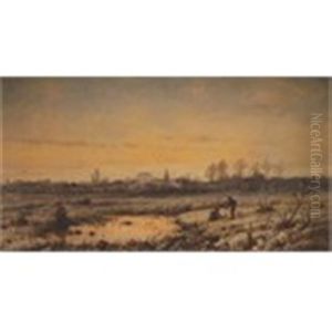 Figures In A Snow Cover Landscape