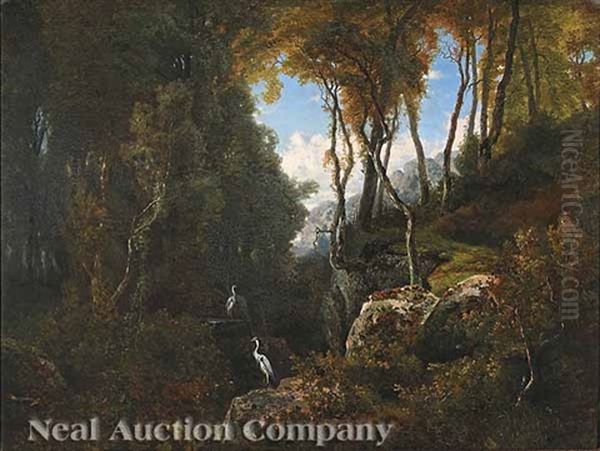 Cranes In A Mountain Landscape - view 1