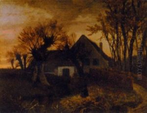 Fischer In Spatabendlicher Landschaft Mit Haus Fischer In Spatabendlicher Landschaft Mit Haus
