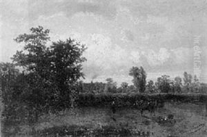 A Peasant And Cow In A Wooded Meadow A Peasant And Cow In A Wooded Meadow