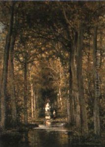 A Woodland Stream by Jean Pierre Francois Lamoriniere