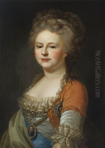 Portrait Of Empress Maria Feodorovna by Johann Baptist Lampi the Elder