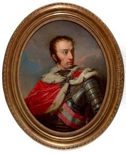 Portrait De Charles-louis D"autriche-teschen (1771-1847), Archiduc D"autriche, En Armure, Manteau D"hermine Rouge Portant Le Collier De L"ordre De La Toison D"or by Johann Baptist Lampi the Elder