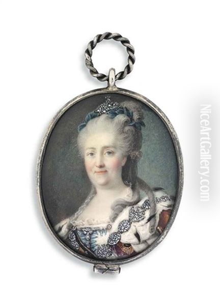 Catherine Ii (1729-1796), Empress Of Russia, Known As Catherine The Great, In Ermine-bordered Robes Over Blue Dress, Jewelled Chain And Tiara - view 1