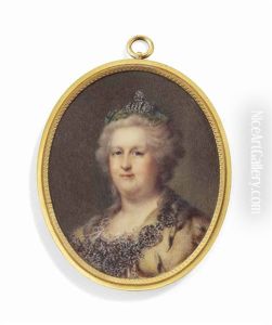 Catherine Ii (1729-1796), Empress Of Russia, Known As Catherine The Great, In Ermine Robes, Wearing The Diamond-encrusted Chain Of The Imperial Russian Order Of St. Andrew by Johann Baptist Lampi the Elder