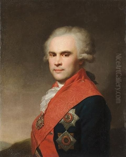Portrait Of Vasilii Stepanovich Popov Wearing The Order Of St. Anne And The Breast Stars Of The Orders Of St. Alexander Nevsky And St. Vladimir - view 1
