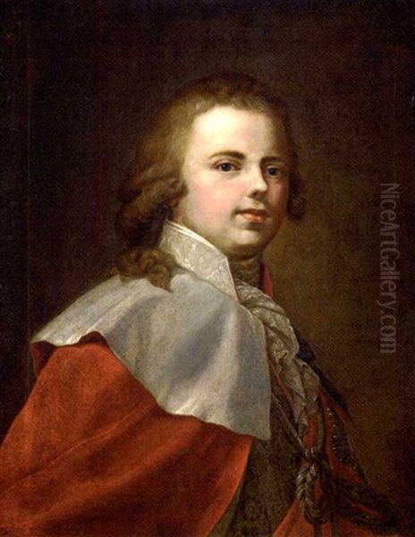Portrait Of Grand Duke Konstantin Pavlovich In A Gold Embroidered Waistcoat by Johann Baptist Lampi the Elder