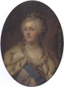 Portrait Of Empress Catherine The Great Wearing The Orders Of Saints Andrew, George And Catherine by Johann Baptist Lampi the Elder
