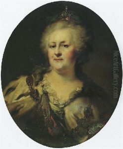 Portrait Of The Empress Catherine The Great Of Russia by Johann Baptist Lampi the Elder