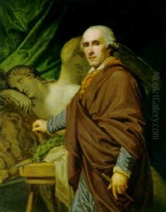 Portrait Of Antonio Canova, In Brown Robes by Johann Baptist Lampi the Elder