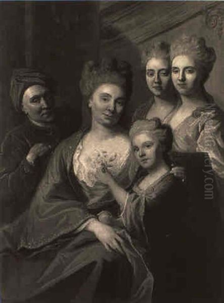 Group Portrait Of A Lady With Three Daughters And Her Husband - view 1
