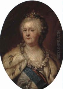 Empress Catherine Alexeievna Wearing A Small Crown, Diadem And Laurels