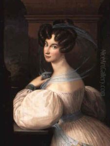 Portrait Einer Dame Mit Blauem Schal
