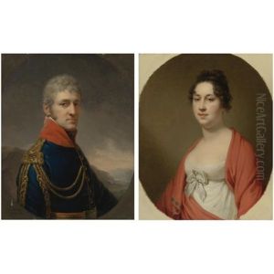 Portrait Of Anton Josef Edler Von Leeb, Mayor Of Vienna (+portrait Of Theresia Von Leeb; Pair) by Johann Baptist the Younger Lampi