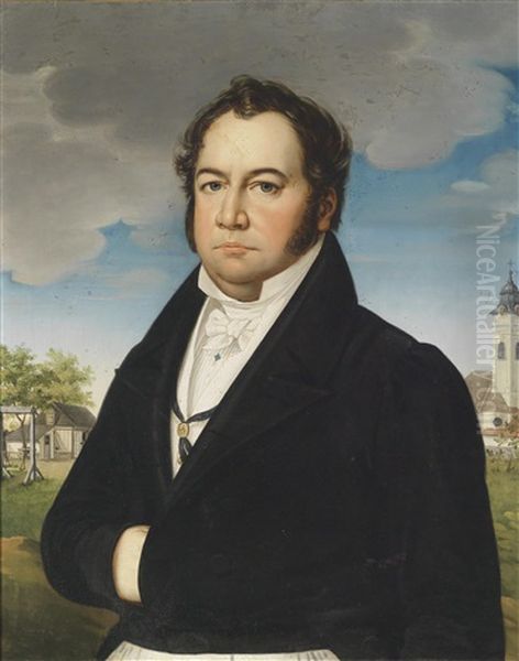 Portrait Of A Gentleman Set Against A Landscape - view 1