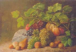 A Still Life With A Vine, Pears, Apples And A Pumpkin