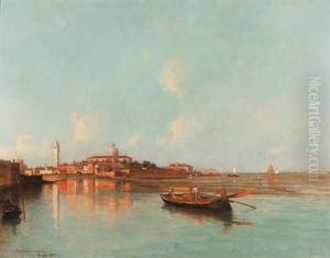 Venise Vue De La Lagune by Pierre (Desire Eugene) Franc Lamy