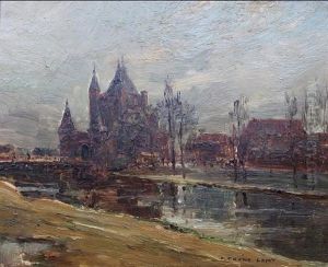 The Town Gate Of A Flemish City by Pierre (Desire Eugene) Franc Lamy