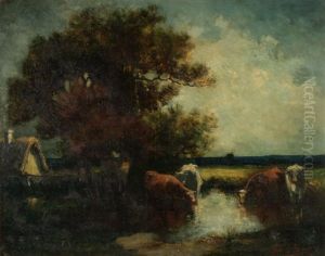 Kuhe Am Teich by Pierre (Desire Eugene) Franc Lamy
