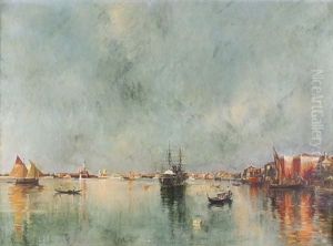 Sonnige Partie In Der Lagune Von Venedig by Pierre (Desire Eugene) Franc Lamy