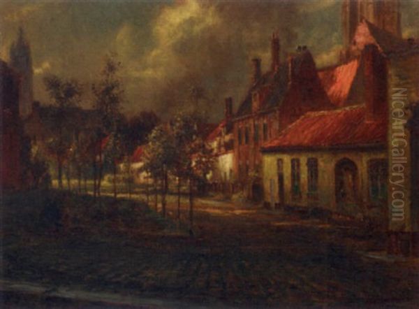 A Sunlit Street, Bruges - view 1