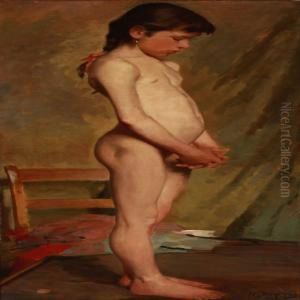 A Little Girl As A Model by Hermann Behrens