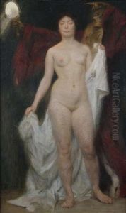 Female Nude With Death As A Vanitas Allegory by Hermann Behrens
