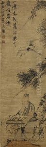 Scholar Playing Qin Under Pine Tree