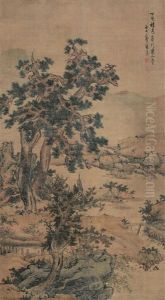 Conversation Under Pines In Autumn