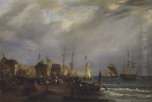 The Bustling Quays And Foreshore At Old Dover Harbour by Richard Hume Lancaster