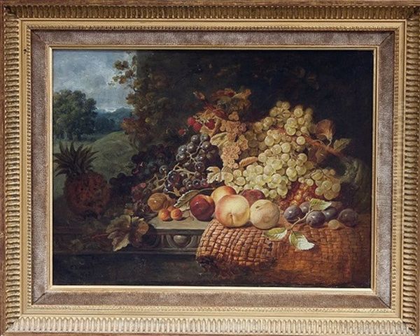 Still Life With Grapes And Other Fruit On A Ledge - view 1