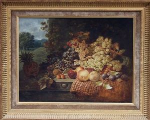 Still Life With Grapes And Other Fruit On A Ledge