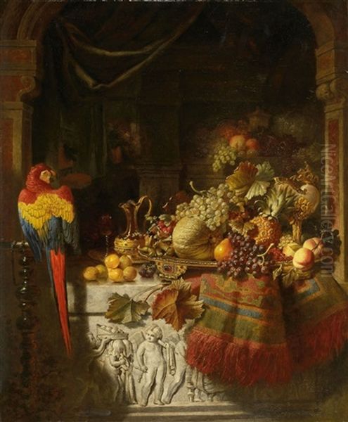 Fruchtestillleben Mit Papagei - view 1