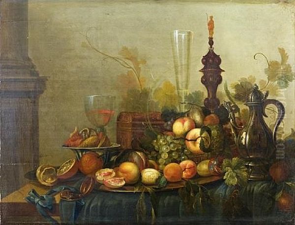 Still Life With Fruit, Glass And Metalware - view 1