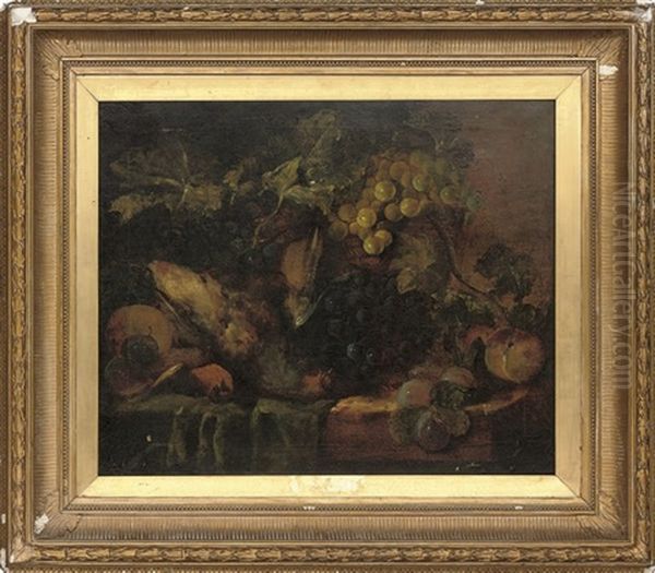 Grapes, Peaches And Plums On A Table - view 1