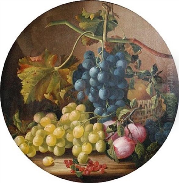 Still Life With Grapes And Other Fruit On A Shelf - view 1