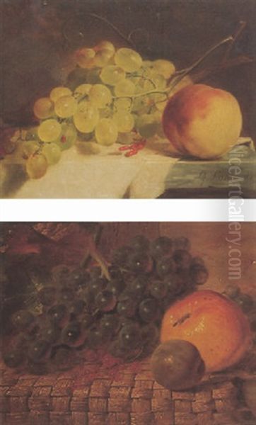 Still Life With Grapes And A Peach by George Lance