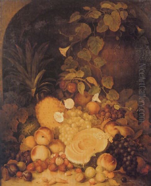 Still Life Of Fruits Together With A Vase And Ivy - view 1