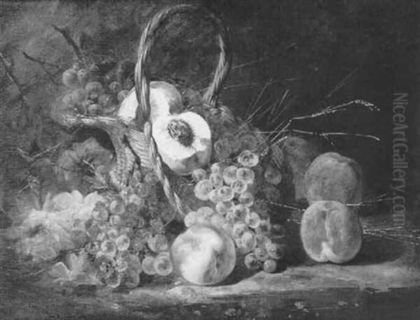 Still Life Of Basket With Peaches And Grapes - view 1