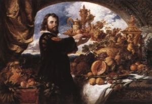 A Liveried Servant With Giftware And Fruit