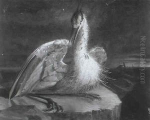 Heron By Night by George Lance