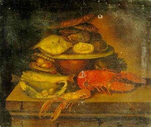 Still Life With Lobster, Trout And Oysters by George Lance